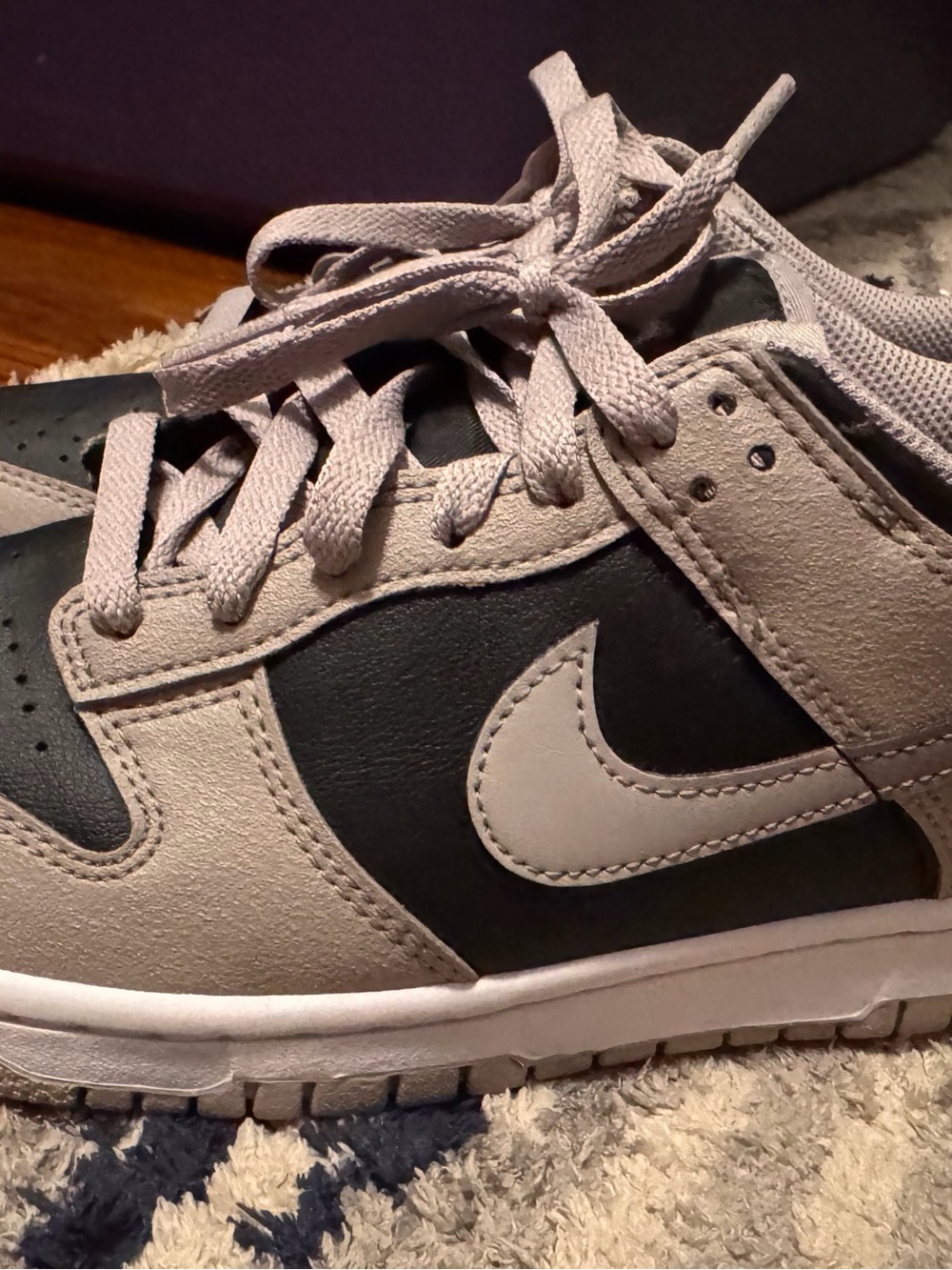 Nike Dunk Low GS Big Kid Two-Tone Gray and Black Low-Top Sneaker